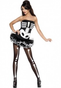 Déguisement sexy de squelette Halloween femme